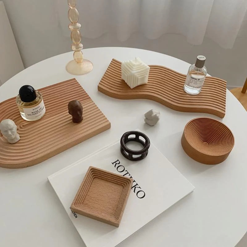 Elske | Plateau de Service Sculpté en Bois