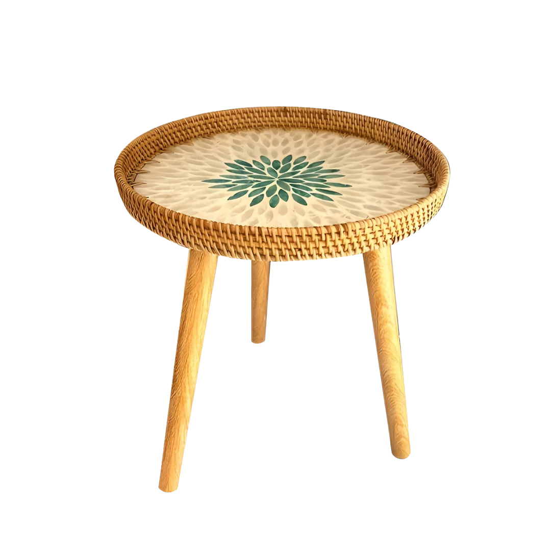 Erla | Table Tripode Décorative en Rotin