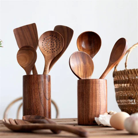 Runa | Porte-Ustensiles en Bois de Teck