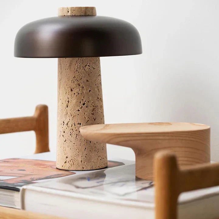 Alina | Lampe de Table en Travertin & Acier