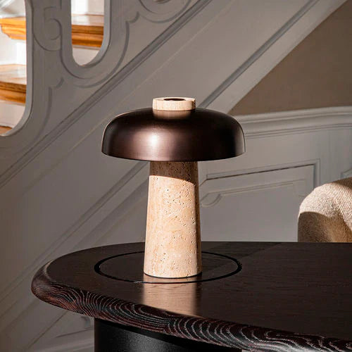 Alina | Lampe de Table en Travertin & Acier