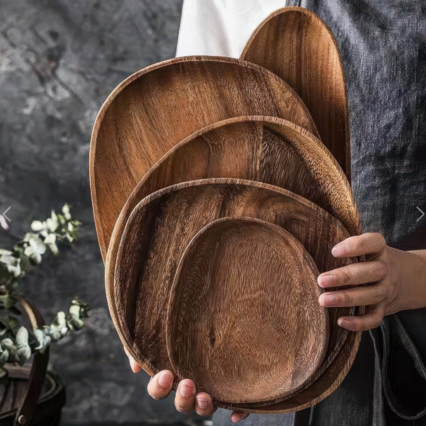 Alva | Ensemble d’Assiettes en Bois d’Acacia
