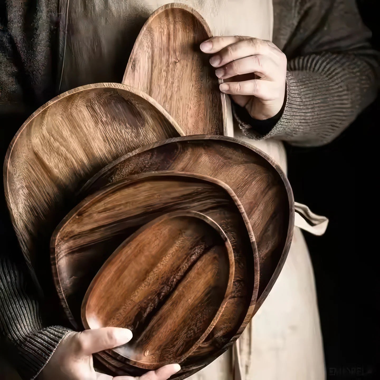 Alva | Ensemble d’Assiettes en Bois d’Acacia