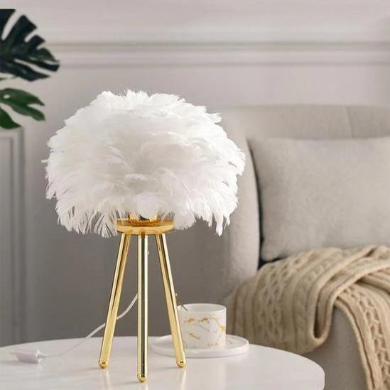 Celeste | Lampe de Table en Plumes & Or
