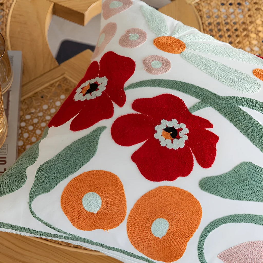 Elodie | Housse de Coussin Florale Brodée