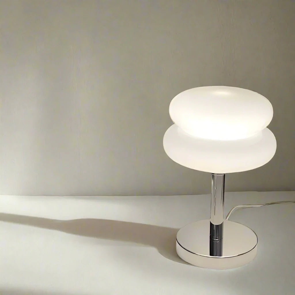 Fina | Lampe de Table en Verre Sculpté et Pierre