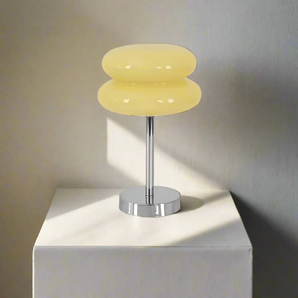 Fina | Lampe de Table en Verre Sculpté et Pierre
