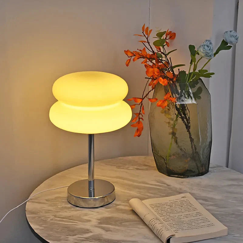 Fina | Lampe de Table en Verre Sculpté et Pierre