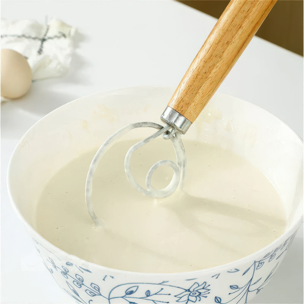 Fridaan | Mélangeur à pâte en acier inoxydable avec manche en bois