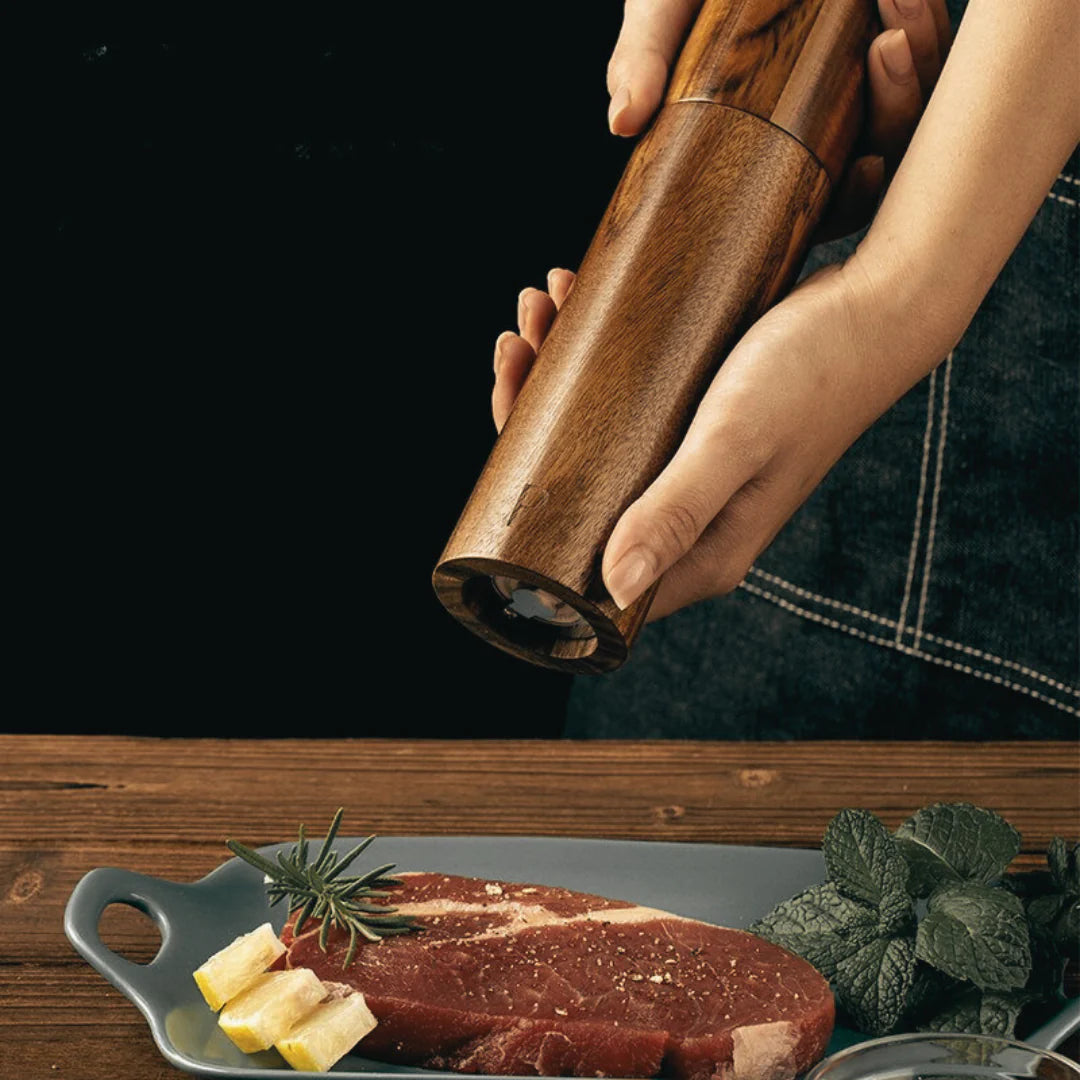 Inga | Duo de Moulins en Bois d’Acacia avec Socle Assorti