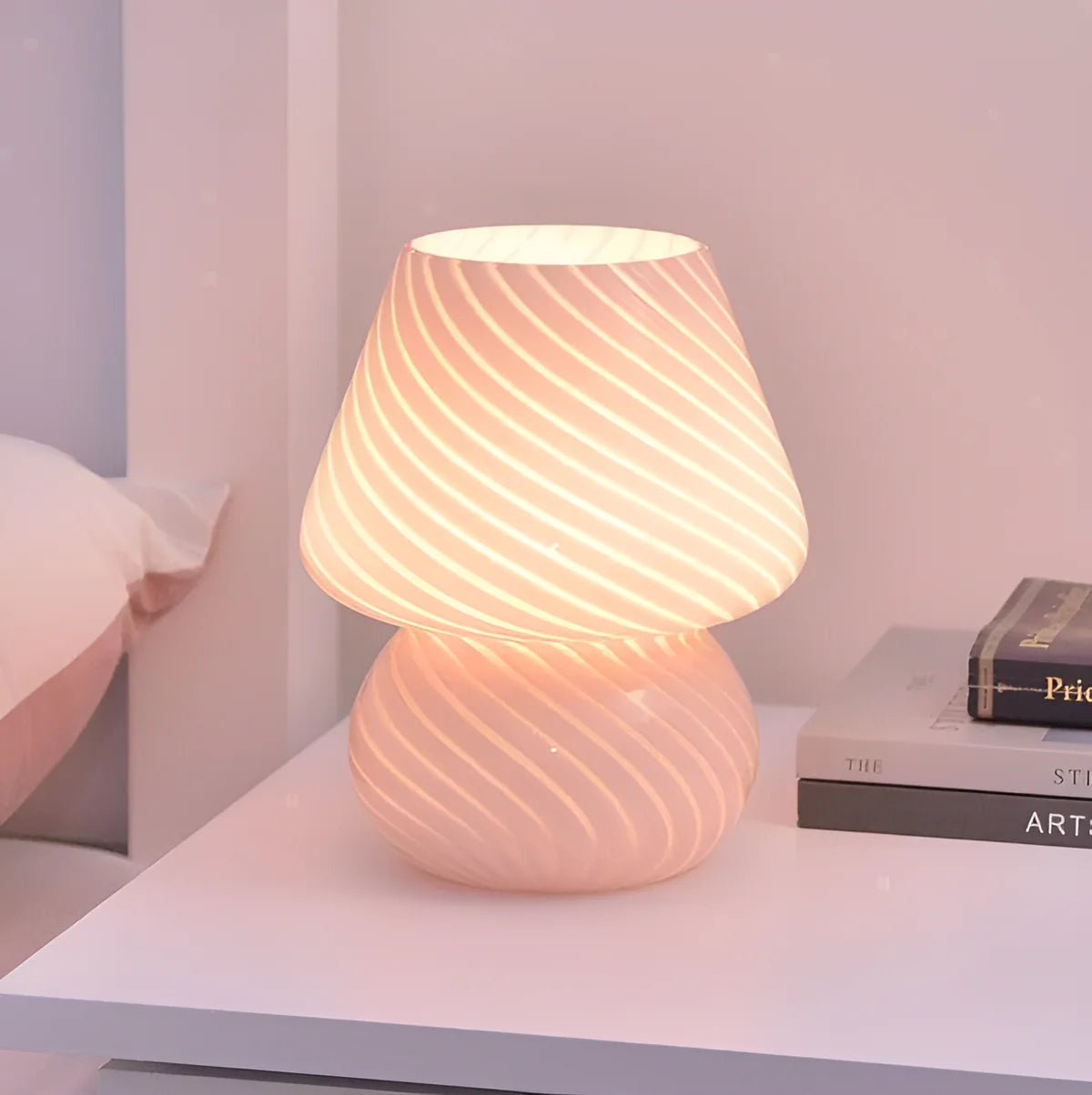 Ivalo | Lampe Champignon en Verre Strié