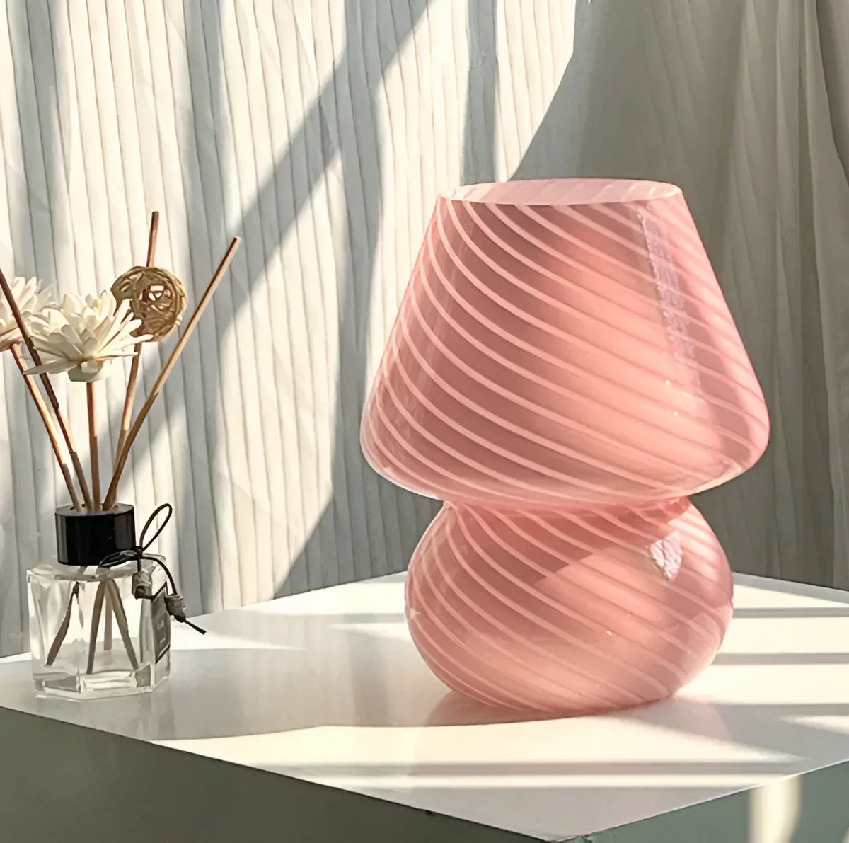 Ivalo | Lampe Champignon en Verre Strié