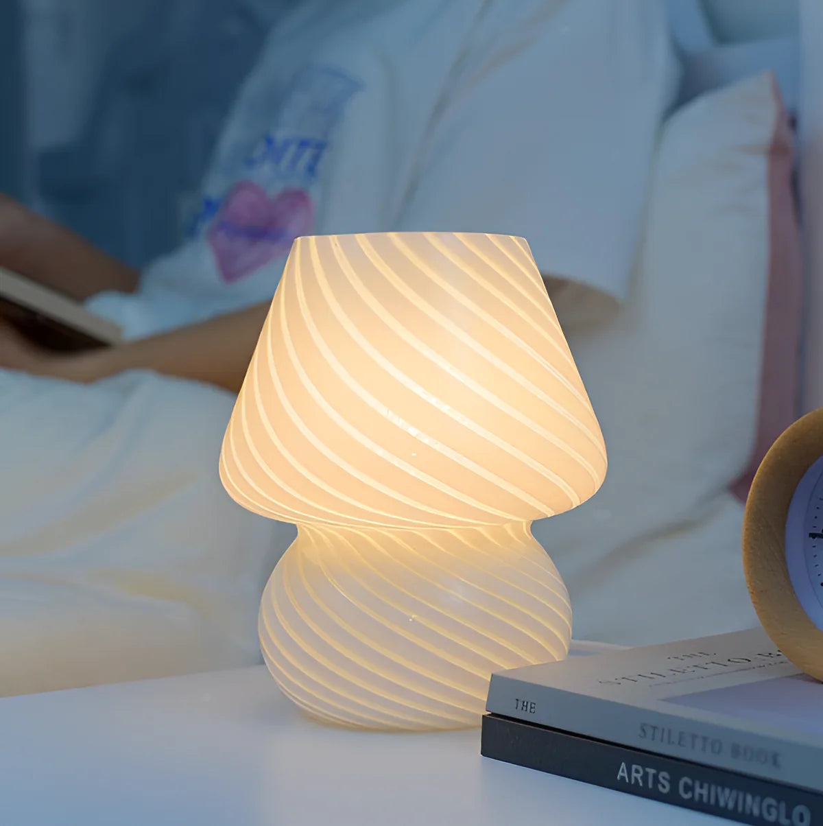 Ivalo | Lampe Champignon en Verre Strié