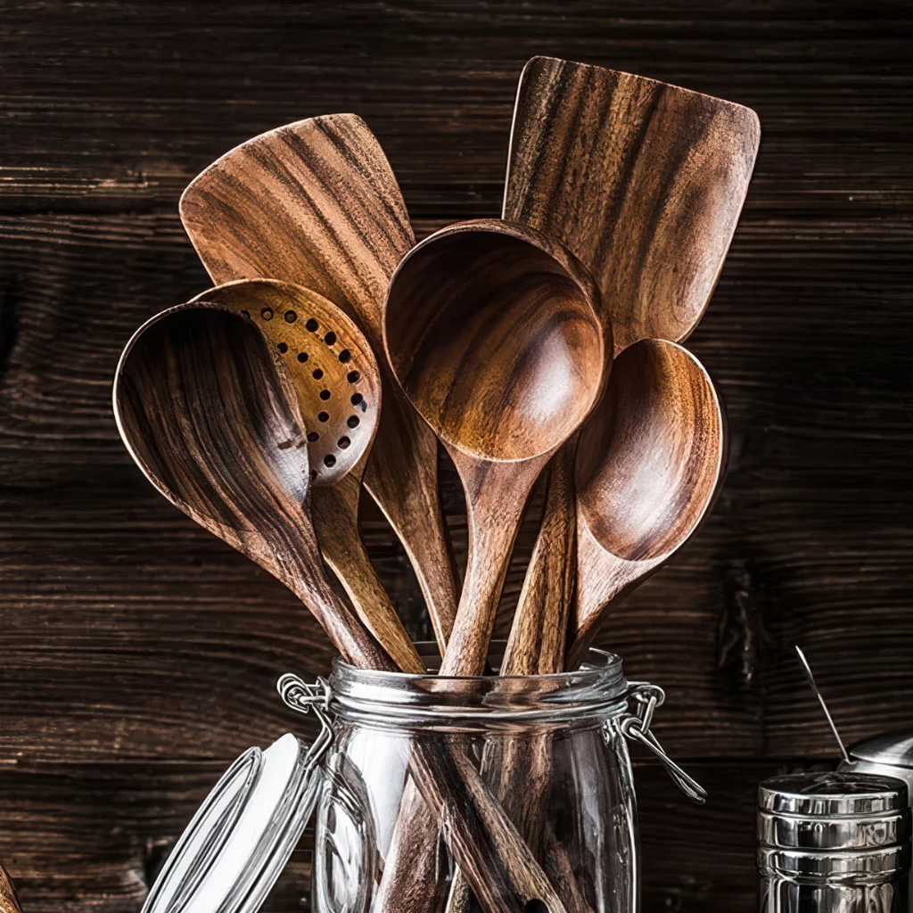 Maren | Set d’Ustensiles de Cuisine en Teck