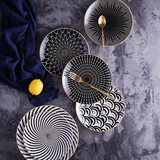 Nira | Assiettes en Porcelaine à Motifs Géométriques