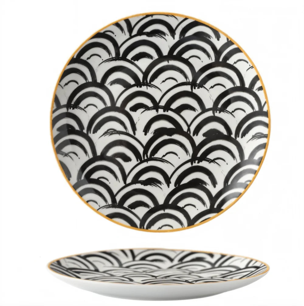 Nira | Assiettes en Porcelaine à Motifs Géométriques