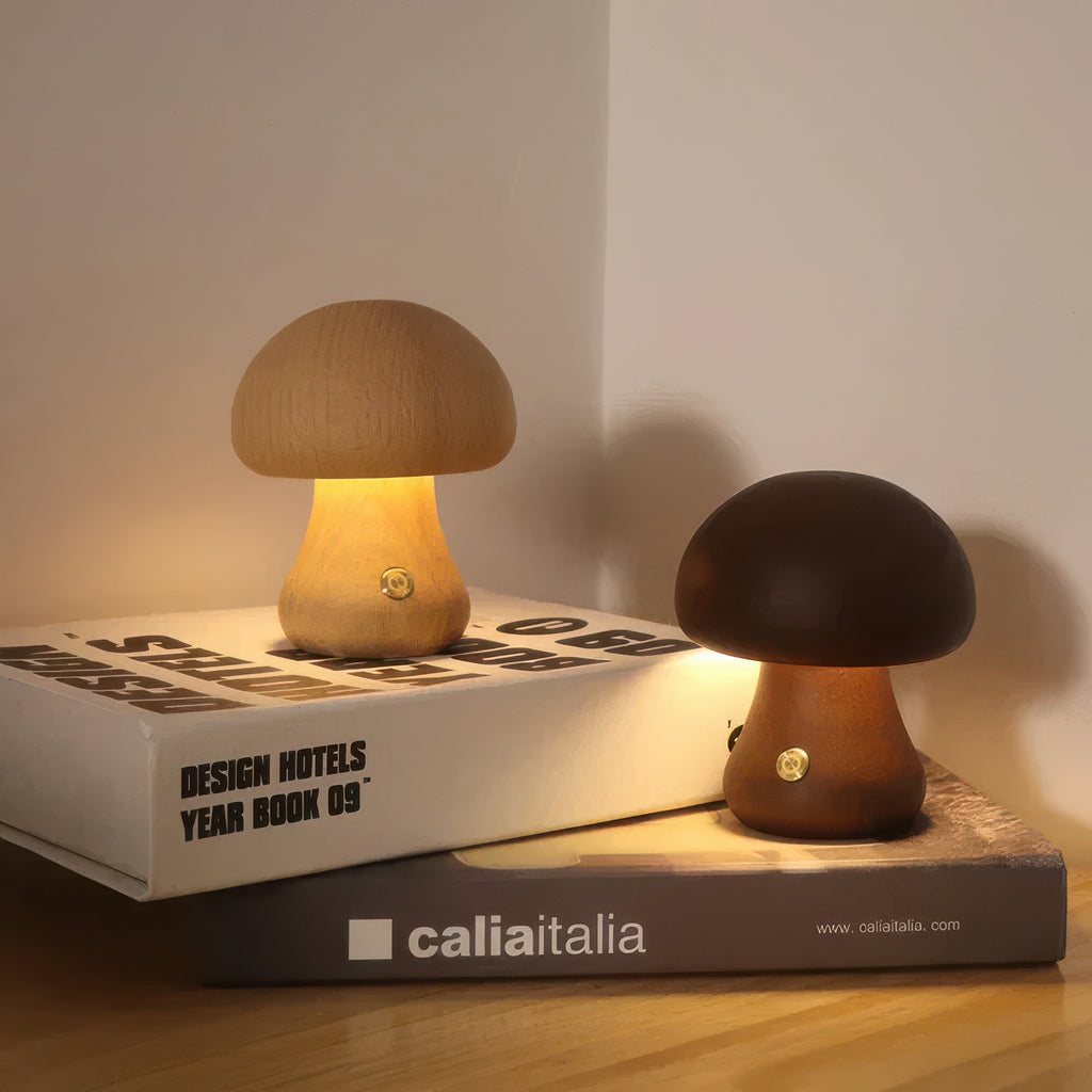 Ovea | Lampe Champignon en Bois LED