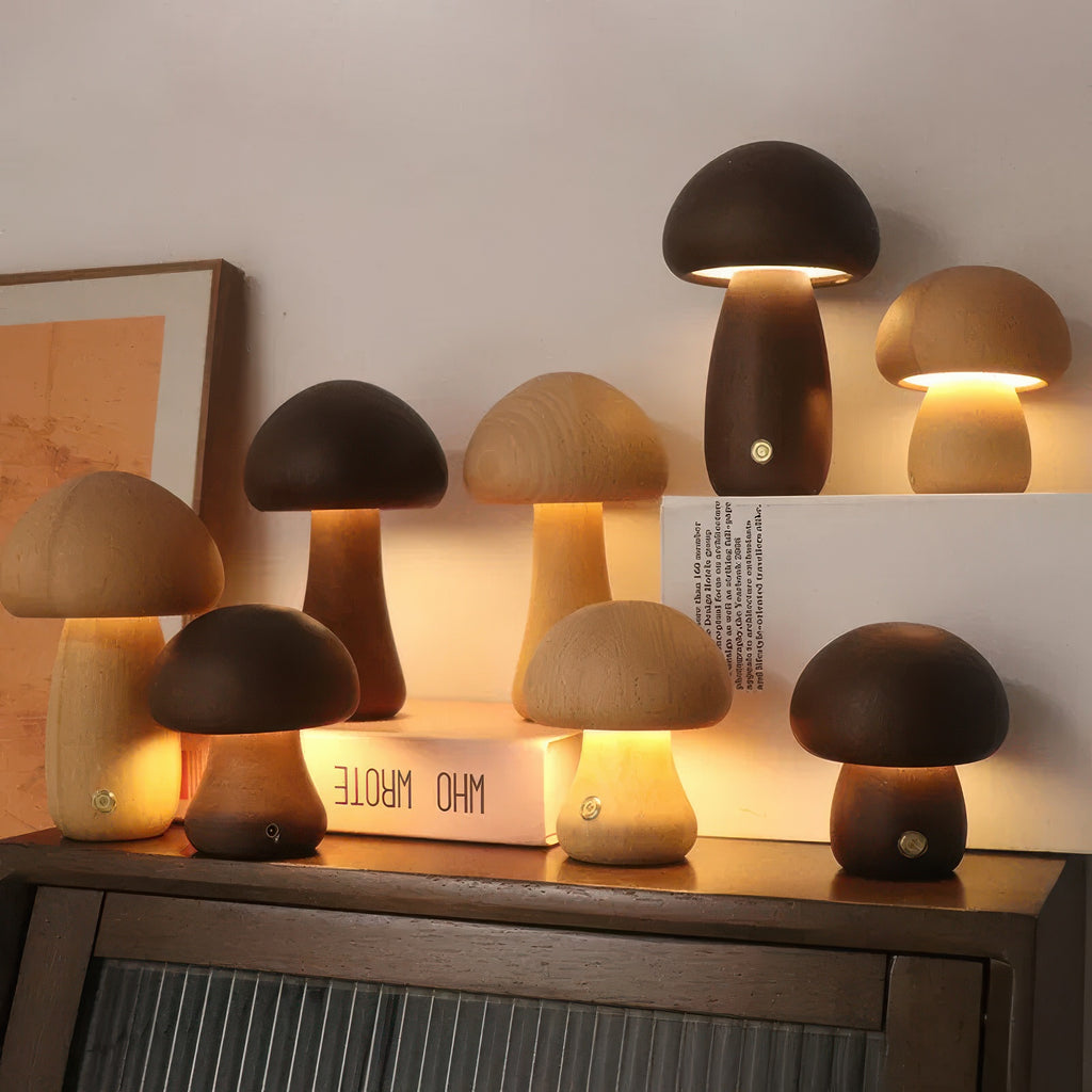 Ovea | Lampe Champignon en Bois LED