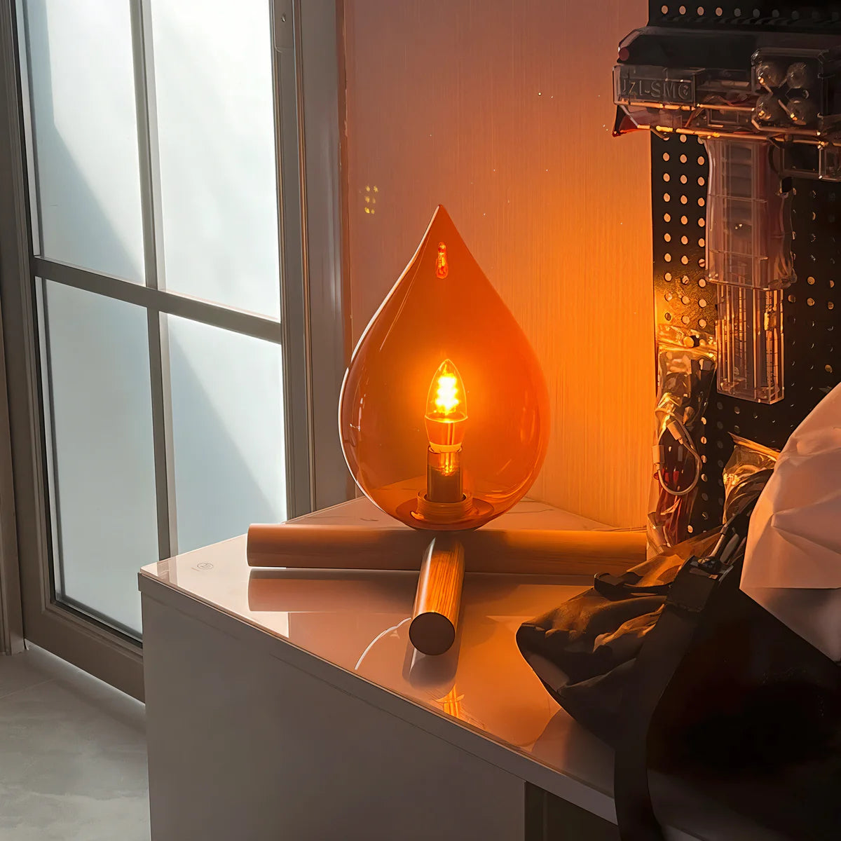 Sanna | Lampe de Table Flamme en Verre Goutte