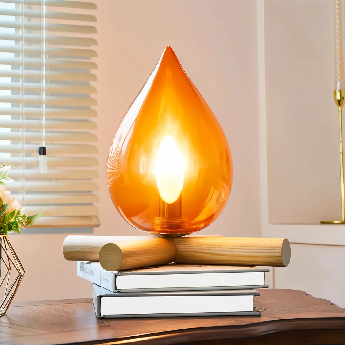 Sanna | Lampe de Table Flamme en Verre Goutte