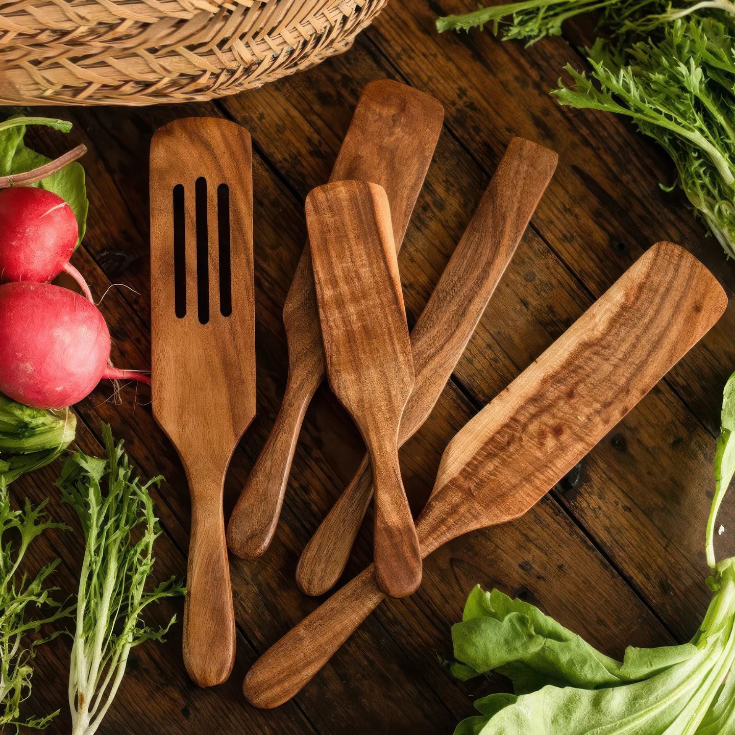 Skara | Ensemble de 5 Spurtles en Bois d’Acacia