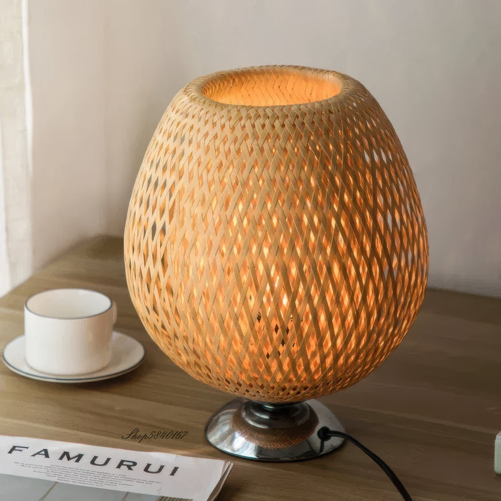 Vael | Lampe de Table en Bambou Tressé