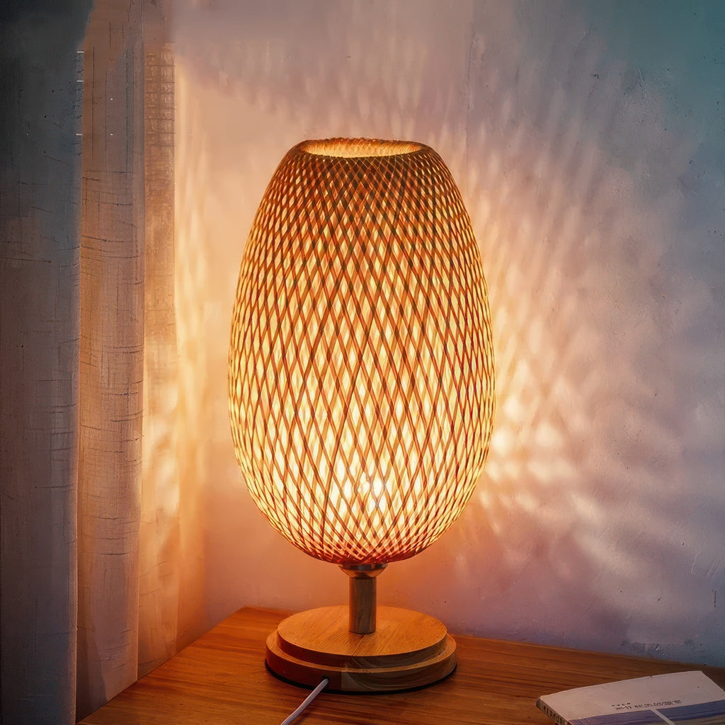 Vael | Lampe de Table en Bambou Tressé