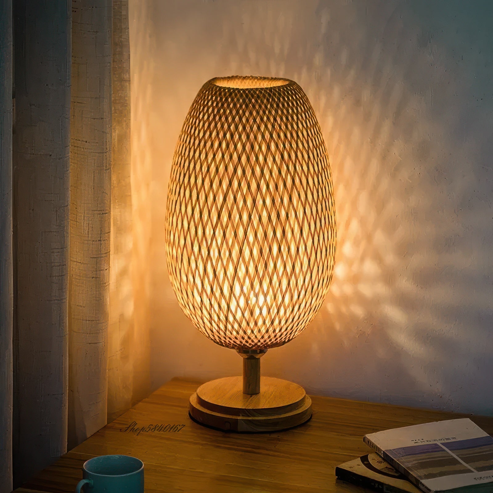 Vael | Lampe de Table en Bambou Tressé